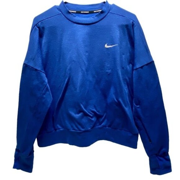 Nike Dri-FIT Therma Fit Running Crewneck Women's Large Heather Royal Athleisure - Picture 1 of 12
